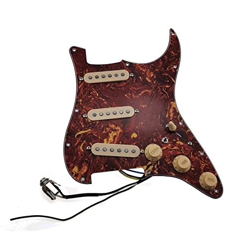 Geladenes Gitarren-Pickguard Goldener Spiegel Geladene Pickguard-Pickups Gitarre Alnico 5 Pickups SSS. Single Coils Pickups/Gelbe Pickupabdeckungen Set (Color : 2)