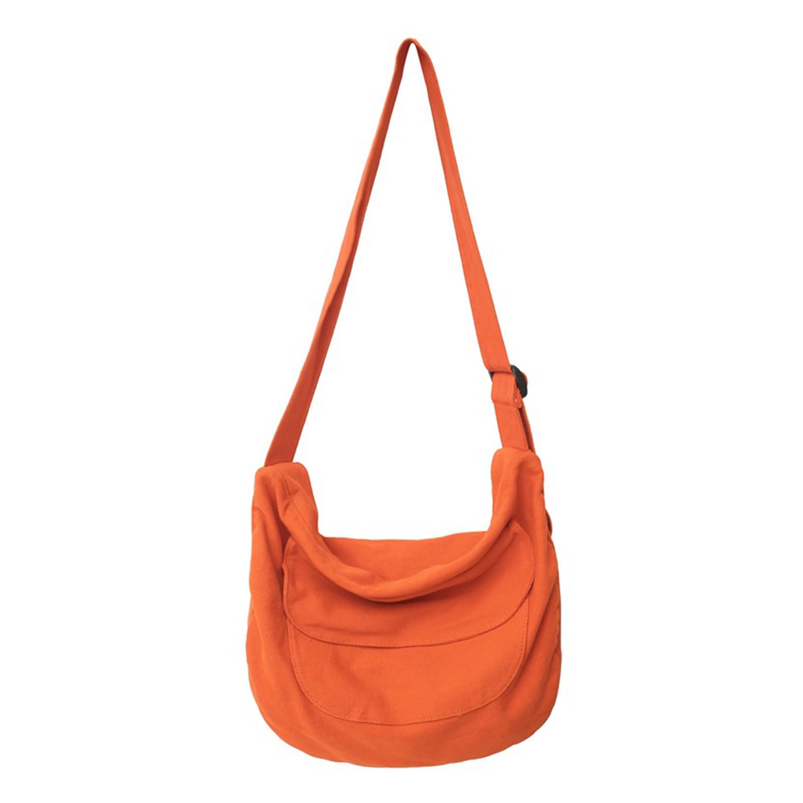 ohodhmnu Damen Tragetasche, Damen-Canvas-Schultertasche, lässig, Crossbody-Tasche, einfarbig, für Studenten, Schultasche, großes Fassungsvermögen, Orange, with scarf