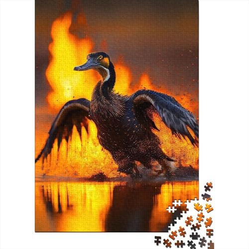 Kunstpuzzle für Erwachsene 1000 Teile „Wilde Ente im Feuer“ für Erwachsene, schwierige Puzzles, entspannendes geistiges Lernspielzeug (Größe 75x50cm)