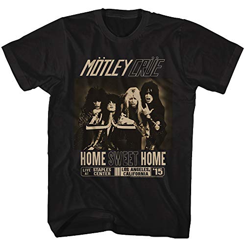 Motley Crue 1981 Heavy Metal Rock Band Home Sweet Home T-Shirt für Erwachsene, Schwarz, schwarz, Groß