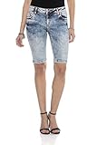 Cipo & Baxx Damen Kurze Hose Shorts Freizeit Jeansshort Stonewashed Denim Bermuda Basic WK171 Hellblau 28