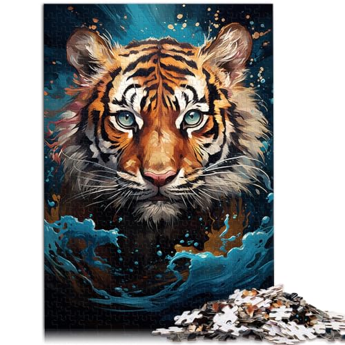 Puzzlespiel Bunte Psychedelie eines süßen kleinen Tigers. Puzzle für Erwachsene und Ren. 1000 Teile. Holzpuzzle. Spielzeug. Denkspiel. 1000 Teile (50 x 75 cm).