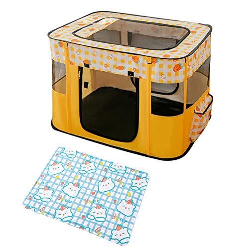 Seprendi Tragbare Katzen Laufstall Hund Spielstall Katzen Laufstall Faltbares Pop-Up Haustier Zelt für Indoor/Outdoor mit Eispad