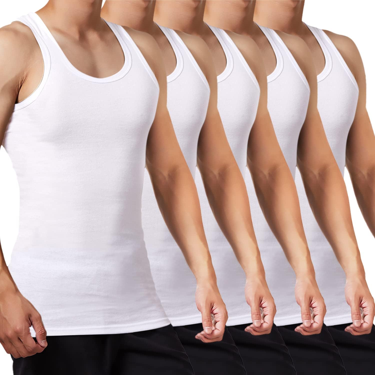 FALARY Unterhemd Herren Tank Top 5er Pack gekämmte Feinripp Baumwolle, 5x Weiß, XXL