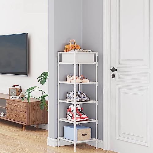 Schuhregal aus Metall, vertikal, hoch, schmal, Schuhregal, Aufbewahrungs-Organizer, stabiler Schuh- und Stiefel-Organizer, platzsparend für Eingangsbereich, Schrank, Flur, Schlafzimmer (22,1 cm B x