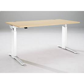 Schäfer Shop Genius Schreibtisch PLANOVA ERGOSTYLE, elektrisch höhenverstellbar, Rechteck, C-Fuß, B 1600 x T 800 x H 715-1182 mm, Ahorn/weiß