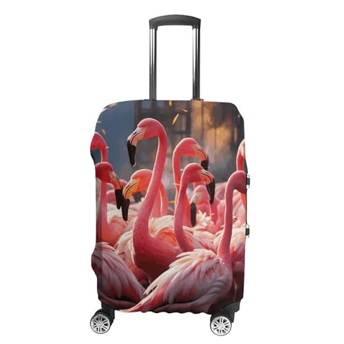 CSGJMYGS Reisegepäck-Abdeckung, elastisch, waschbar, modisch, kratzfest, Flamingos, Partykoffer, Schutz, passend für 45,7 - 81,3 cm Gepäck, Flamingos Party, L