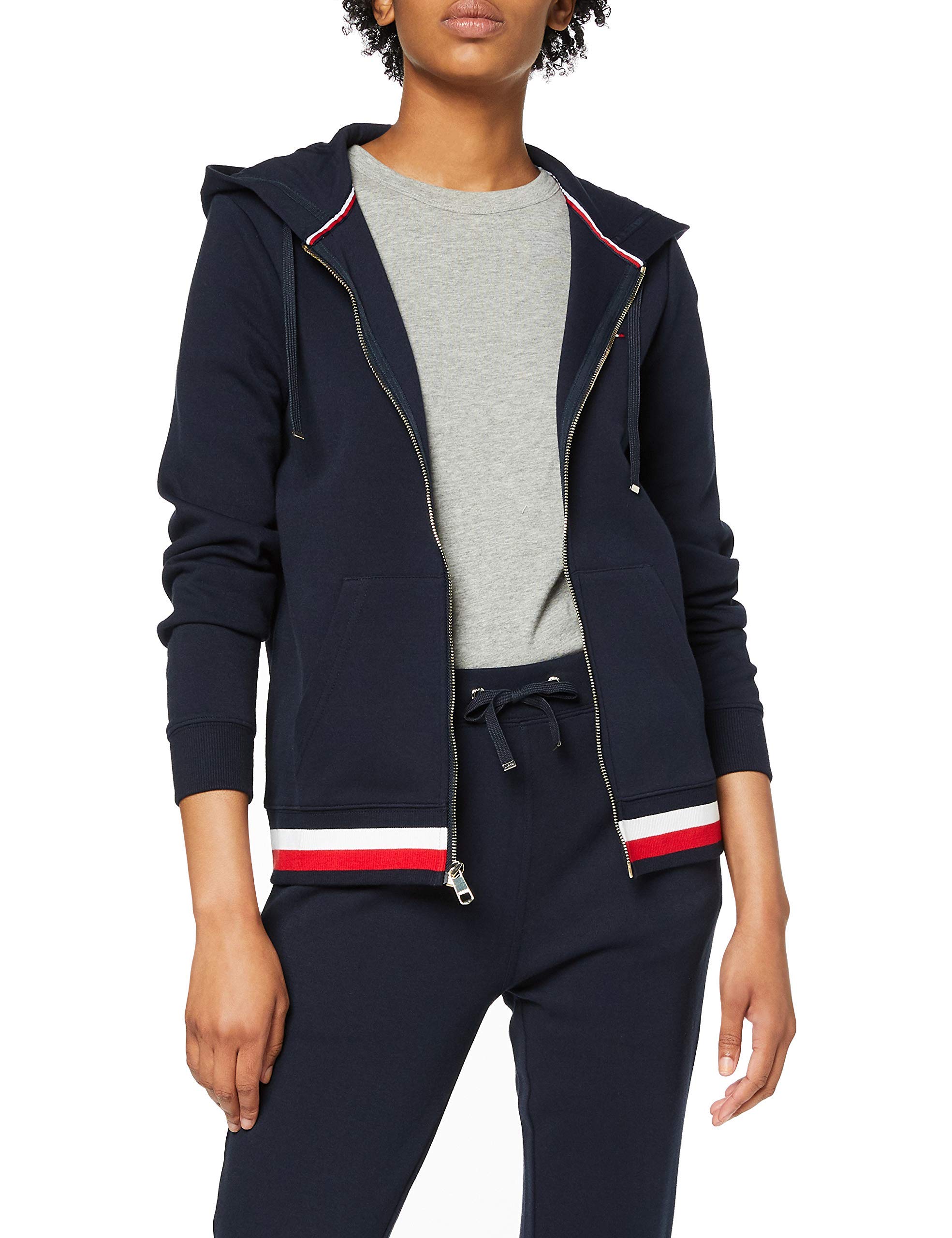 Tommy Hilfiger Damen Hoodie mit Reißverschluss Heritage Zipper, Blau (Midnight), XS