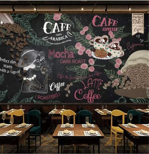 Kaffeebohne Kaffee Schönheit Kreidetafel 3D Tapete Poster Restaurant Schlafzimmer Wohnzimmer Sofa TV Dekorative Wand-400cm×280cm