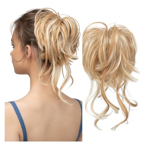 Haarteile Haarknoten Synthetischer unordentlicher Dutt, elastische Haarteile, lockiges Haargummi, schwarz, blond, braun, natürliches Haar, Chignon, Hochsteckfrisur, Donut, Kunsthaar for Frauen Brötche