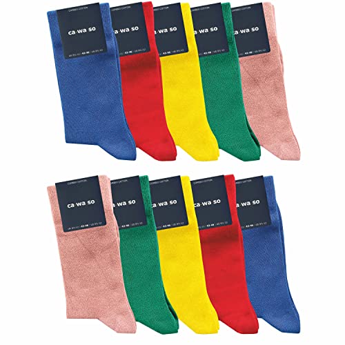 ca·wa·so Socken für Damen & Herren im 10er-Set | Ohne drückende Naht | Bequemes & weiches Material (80 % Baumwolle) | Business & Freizeit (47-50, farbig 1)