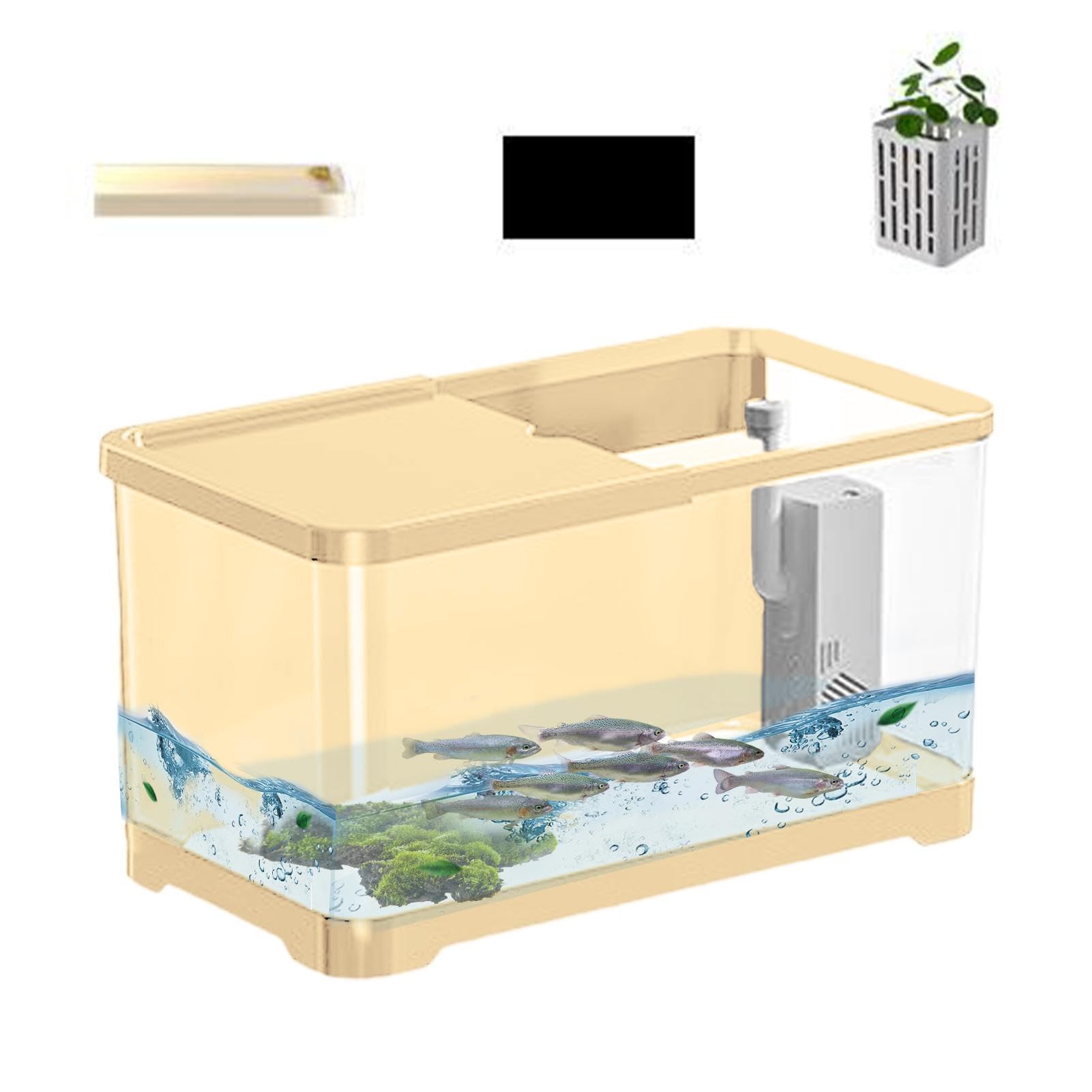 Aquarium-Set, Wandmontage, kleines Aquarium, kreatives Fischaquarium mit Korb, präzisionsgefertigtes handgefertigtes Aquarium für Quallen, Guppy, 19 x 18 cm