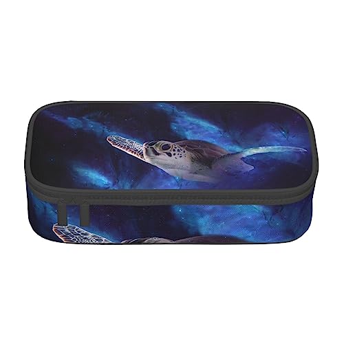 ZORIN Federmäppchen für Mädchen Jungen Große Kapazität Federmäppchen Galaxy Space Schildkröte Stifttasche Tragbare Make-up-Tasche für Schule Büro Studenten Teenager, Schwarz , Einheitsgröße,