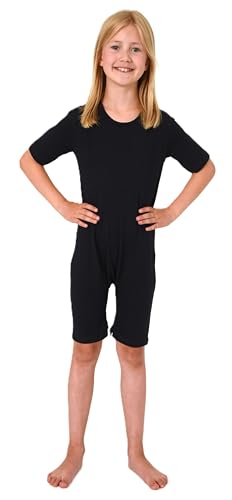 Normann Care Kinder Pyjama Pflegebody Kurzarm - Unisex - mit Beinreissverschluss, Farbe:Navy, Größe:164