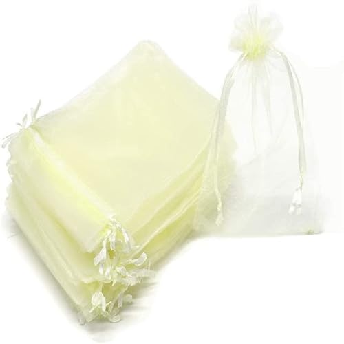 50 Stück schiere transparente Chiffon-Organzabeutel Weihnachten Halloween Hochzeit Geburtstagsfeier Süßigkeiten Geschenkboxen Schmuckverpackungsbeutel-beige,11x16cm