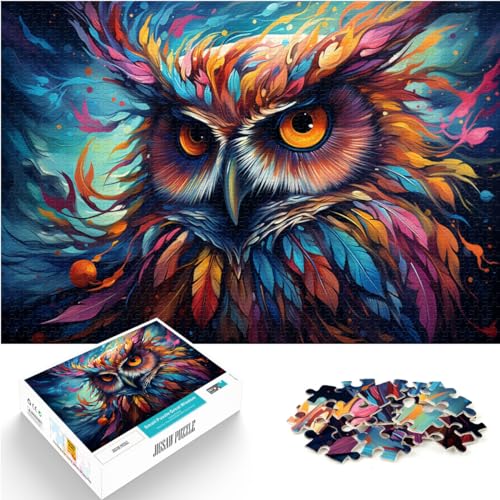 Spielgeschenk-Puzzle, psychedelische, bunte Eulen-Puzzles für Erwachsene, 1000 Puzzles, Holzpuzzles als Geschenke für die ganze Familie, 1000 Teile (50 x 75 cm)