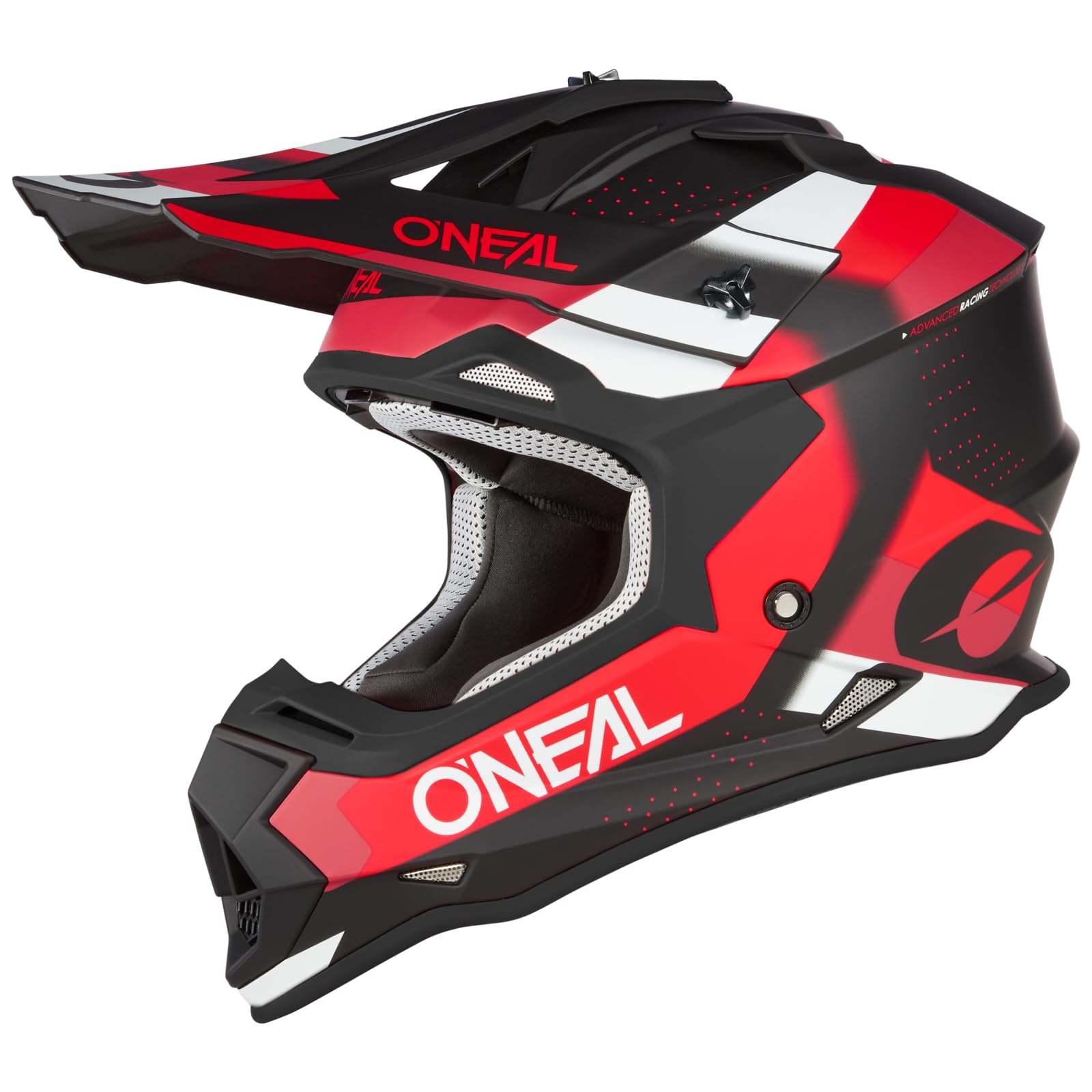 O'NEAL | Motocross-Helm | MX Enduro | ABS-Schale, Lüftungsöffnungen für optimale Kühlung | 2SRS Helmet SPYDE V.23 | Erwachsene | Schwarz Rot Weiß | Größe XL (61/62 cm)