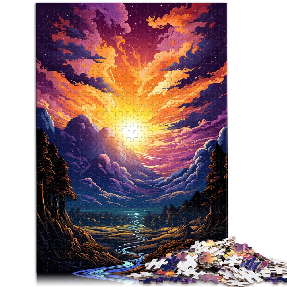 Puzzles Bunte psychedelische Schönheitslandschaft für Erwachsene, 1000 Teile, Holzpuzzle, Spielzeug, Puzzles, Lernspiele, Stressabbau-Puzzles, 1000 Teile (50 x 75 cm)