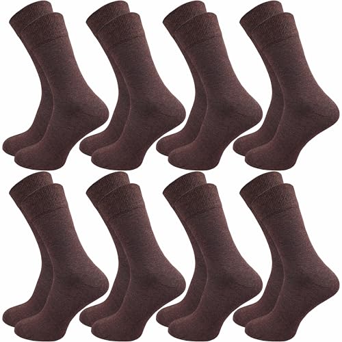 GAWILO Herren Socken aus 100% Baumwolle (8 Paar) | Ohne drückende Naht | Baumwollsocken mit verstärkter Ferse & Fußspitze (43-46, braun)