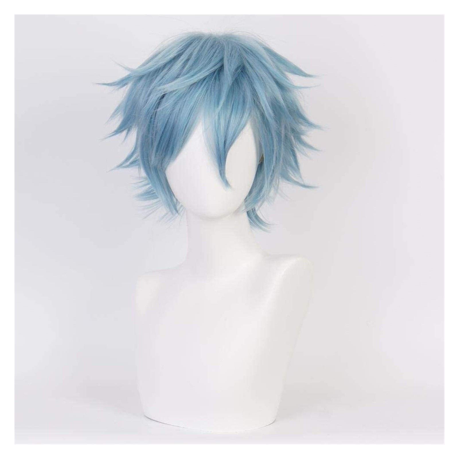 LINLINCD-Wig Anime Cosplay Anime Cosplay Perücke My Hero Academia Shigaraki Tomura Anime Fair Halloween Party Karneval Perücke Männer und Frauen Perücke Anime Fans Geschenk (Kurze Blaue Haare) KEEBON