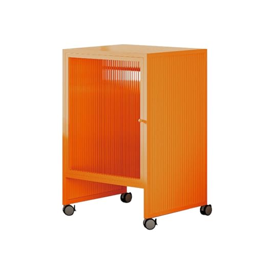 FUHAI-666 Kehrroboter Regal Wohnzimmer Basisstation Deko Lagerschrank Klein mit Universalrollen Kehrroboter Regal Sideboard(Orange)