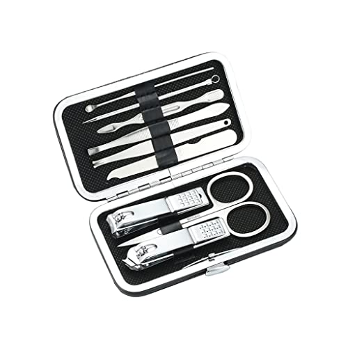 BONAD Zehennagelknipser Erwachsene Nagel Clippers Set Nagel Clippers Pediküre Kit Nagelfeile Nagel Clippers Maniküre Schönheit Kit mit tragbarem Ledertasche Nagelknipser-Set (Color : C-9-piece Set)