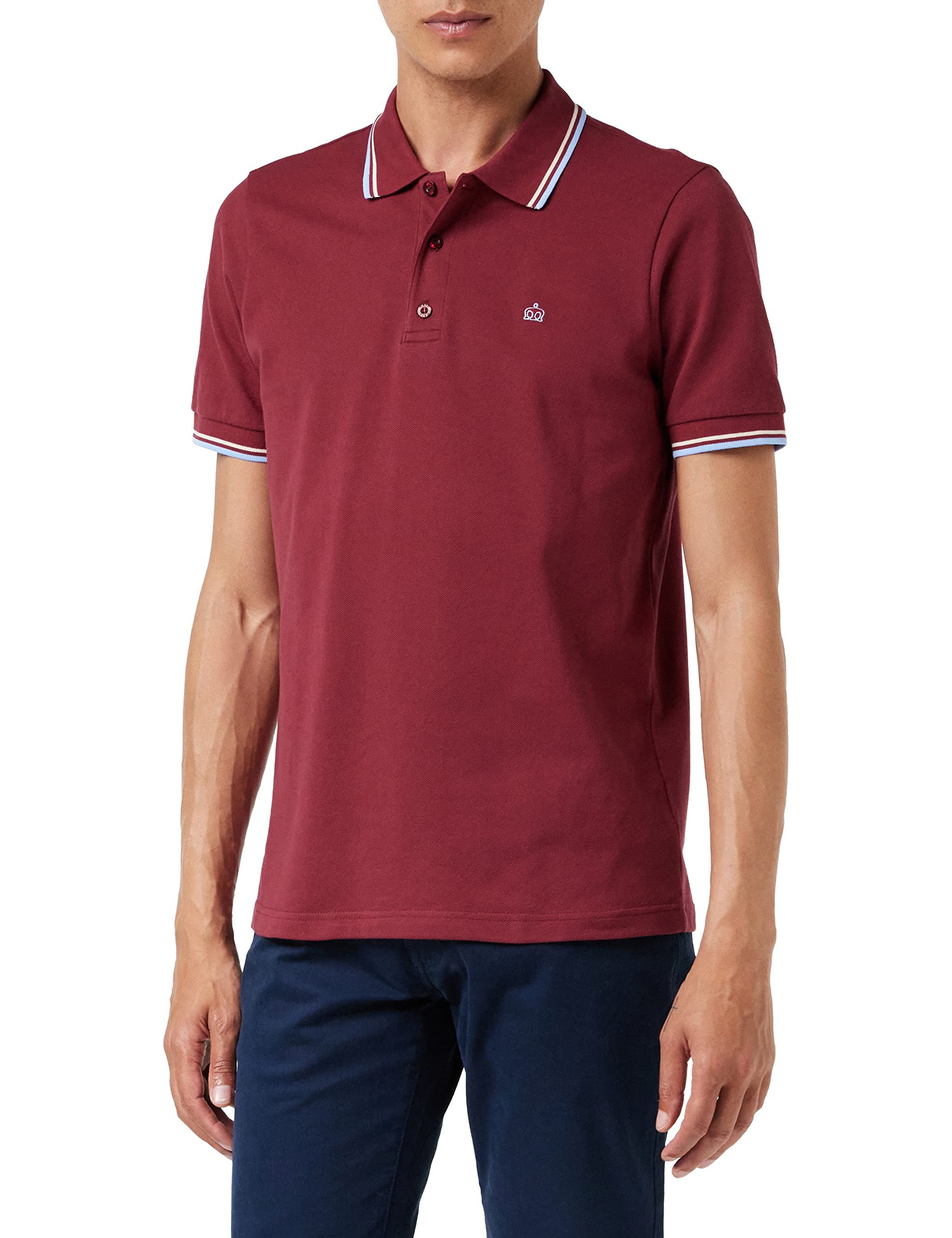 Merc of London Herren Card – Polo – Uni – kurzärmlig – Gr. Small, Rouge (Claret/Harmony)