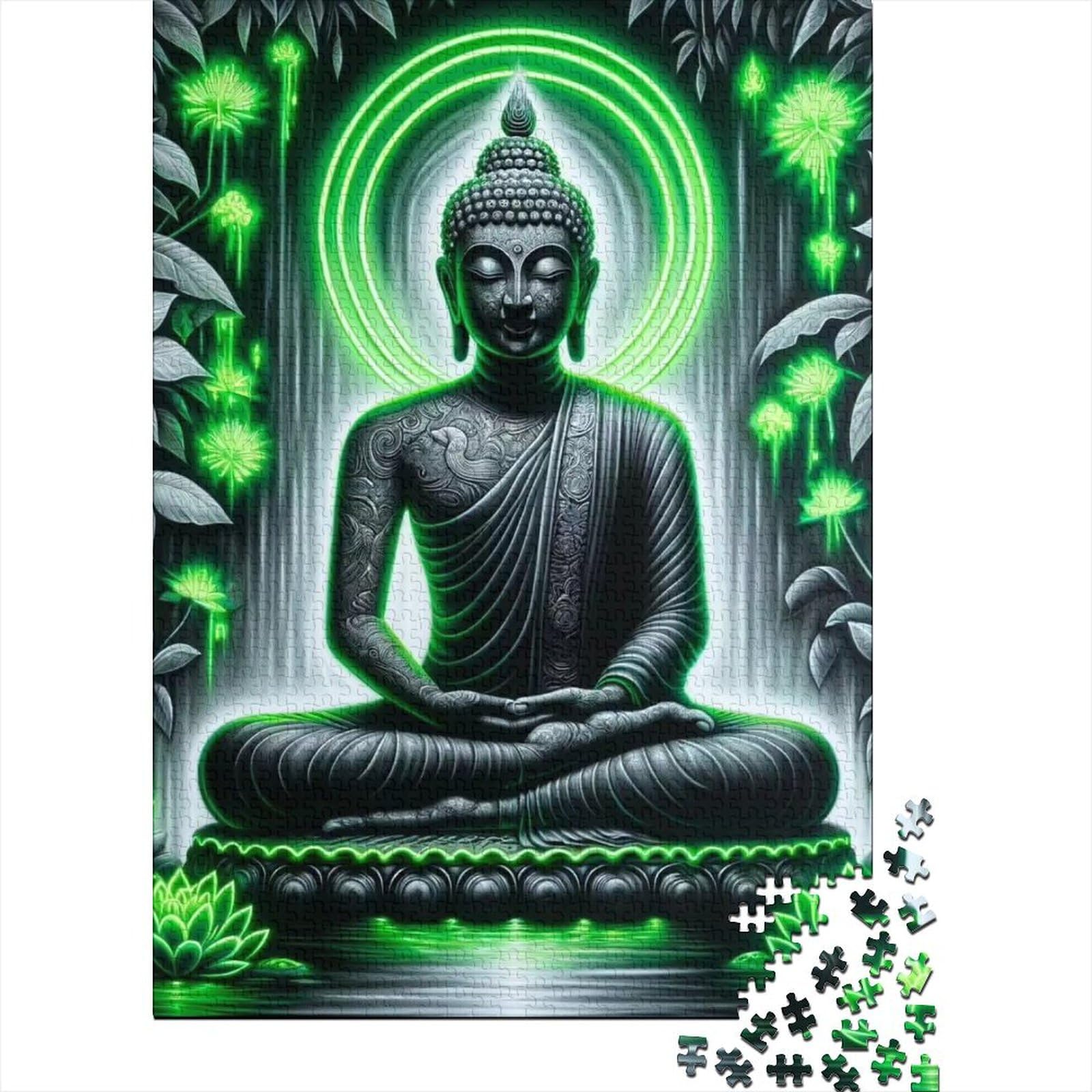 1000-teiliges Puzzle für Erwachsene, Buddha-Puzzle aus Holz, Puzzle für Erwachsene und Teenager, nachhaltiges Puzzle für Erwachsene, Spiele 75x50cm