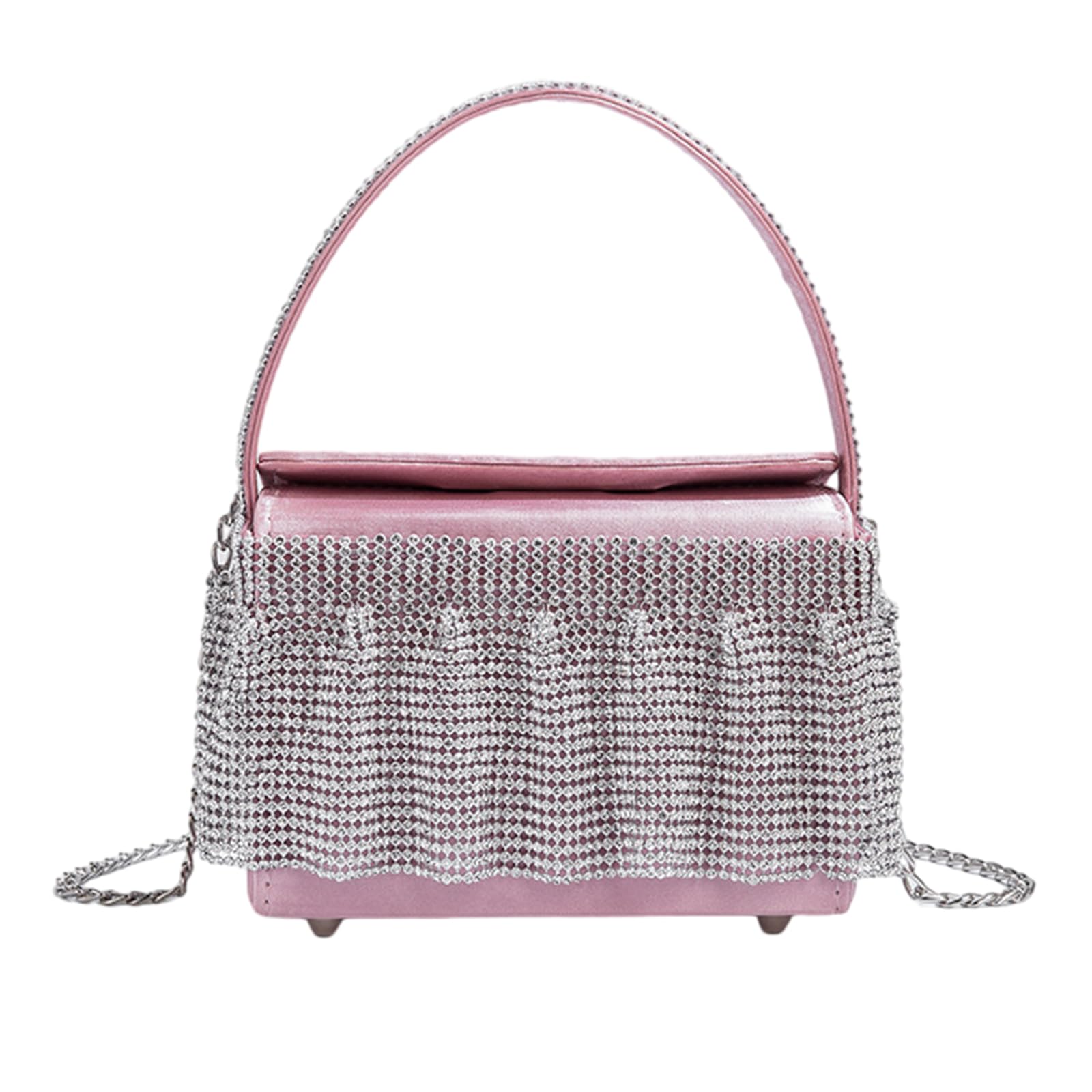 ohodhmnu Damen Tragetasche, 2023 Plissee Quasten Abendtasche Hochzeit Party Schultertaschen für Frauen Bankett Cocktail Crossbody Tasche, rose, skeleton