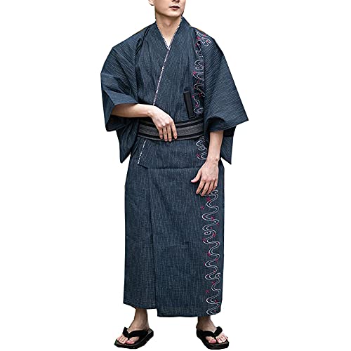 Herren japanische Yukata japanischen Kimono Home Robe Pyjamas Bademantel Gr??e L-F18