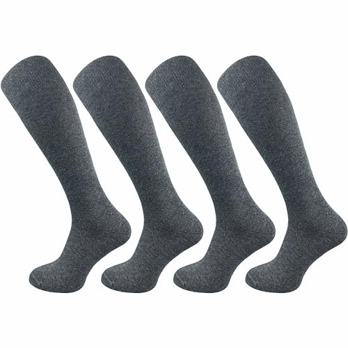 GAWILO Damen Kniestrümpfe aus 80% Baumwolle (4 Paar) ohne drückende Naht | lange Socken mit Komfortbund | absolut blickdicht (DE/NL/SE/PL, Numerisch, 35, 38, Regular, Regular, grau)