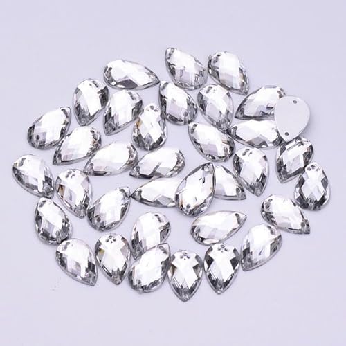 Bulk Flatback Strasssteine, Kristall Hotfix, 8 x 13 mm, 18 x 25 mm, dunkelgrün, for Nähen, in Tropfenform, Strasssteinchen mit flacher Rückseite, Strass-Kristall for Handarbeiten, Kleidung, Basteln(Cl