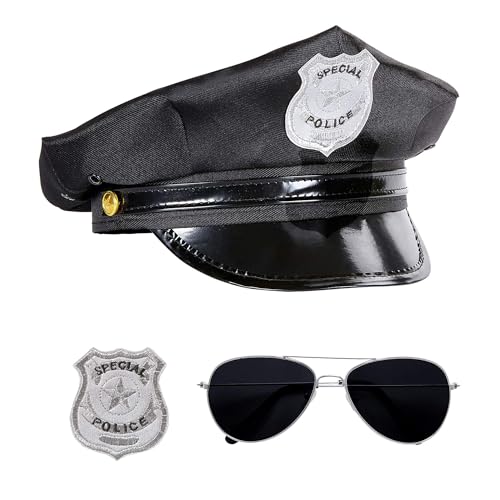 W WIDMANN MILANO Party Fashion 95719 - Verkleidungsset Polizist, Hut, Brille und Dienstmarke, Mottoparty, Karneval