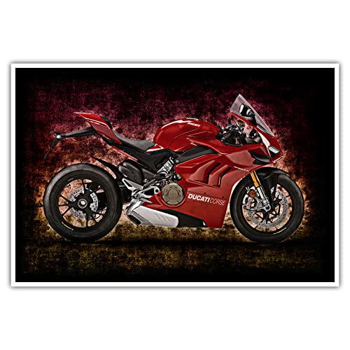 CanvasArts Ducati Panigale V4 - Poster - Wandbild Motorrad Modern (80 x 60 cm, Poster)