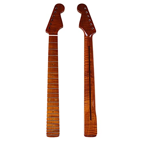 Für ST-E-Gitarrenhals, Gerösteter Flammenahorn, 6-saitiger Gitarrenhals, 22 Bünde, Gitarrenhals, 5,6 Cm Breit Gitarre Hals Ersatz (Color : 01)