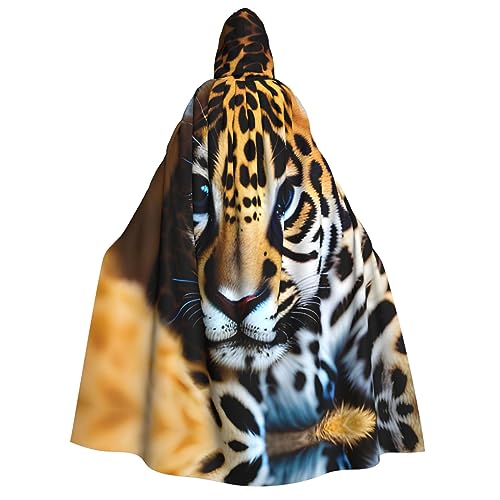 WURTON Süßes Baby Jaguar 1 Druck Unisex Kapuzenumhang Kostüm Damen Herren Vampir Halloween Cosplay Karneval Mottoparty