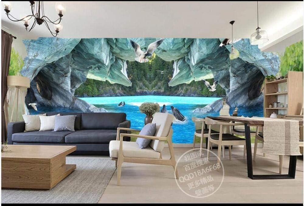 Delfin Meer Felshöhle 3D Tapete Poster Restaurant Schlafzimmer Wohnzimmer Sofa TV Dekorative Wand-400cm×280cm