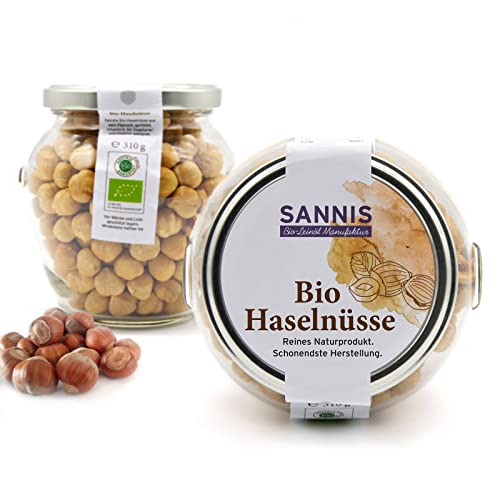 Sannis Bio-Haselnüsse 310g I Haselnüsse aus dem Piemont I ganze Haselnusskerne geschält & geröstet I ungesalzen Bio Haselnüsse ideal als Snack & für Müsli I reich an Vitamin E I glutenfrei