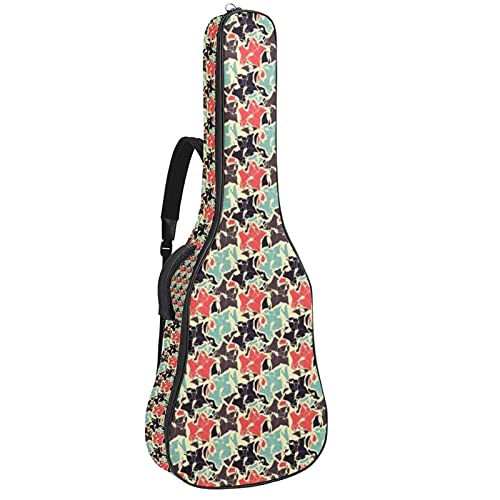 Akustikgitarre Tasche Dicke Polsterung Wasserdicht Dual Verstellbarer Schultergurt Gitarrenkoffer Gig Bag (Roter und Grüner Hintergrund)