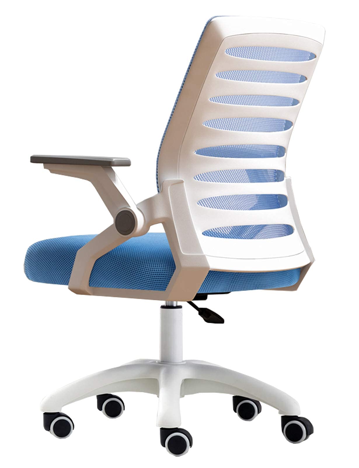 QYZUJIKL Ergonomischer Schreibtischstuhl, Home-Office-Stuhl – Arbeitsstuhl mit rollender, drehbarer Armlehne, Verstellbarer, mittelhoher Rückenlehne – Baumwollsitz – Chefsessel, Zeichenstuhl, Gaming