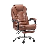 QYZUJIKL Ergonomischer Home-Office-Stuhl mit hoher Rückenlehne, höhenverstellbar und einziehbarer Fußstütze, Stuhl Computer PU-Schreibtischstuhl Executive Computer-Schreibtisch-Drehstuhl fürs Büro