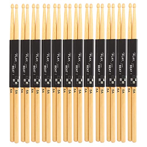 12 Paar Drumsticks, 5A Ahornholz Snare Drum Stick Ausgeprägte Holzstruktur Mäßige Dicke Bequem zu greifen Für Snare Drums, Übungstrommeln