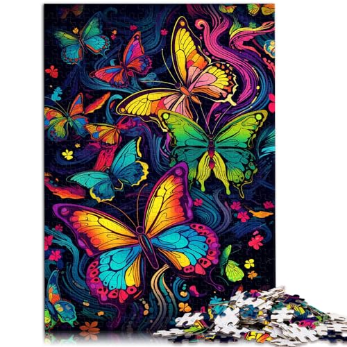 Puzzle mit psychedelischem, buntem Schmetterling, 1000-teiliges Puzzle, Lernspiele, Holzpuzzle für anspruchsvolles Puzzlespiel und Familienspiel, 1000 Teile (50 x 75 cm)