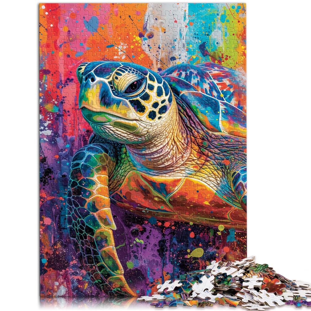 Puzzlespiel „Psychedelische Schildkröte“, 1000-teiliges Holzpuzzle, lustige Aktivitäten zu Hause, Geburtstagsgeschenk, Reisegeschenk, 1000 Teile (50 x 75 cm)