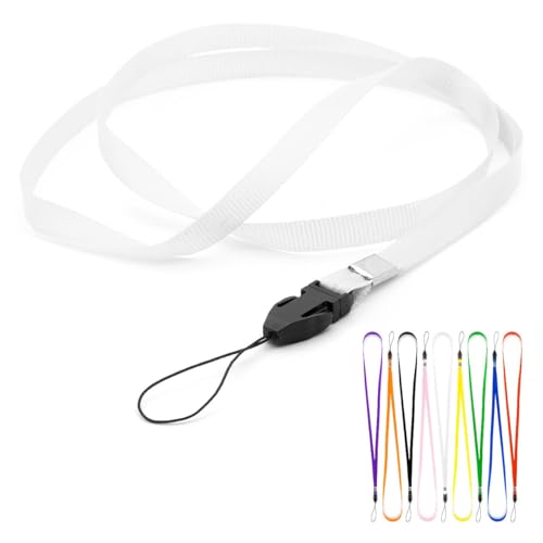 CKB LTD einfarbige Schlaufen-Lanyards, Umhängeband mit Kordelclip, Fitnessstudio-Schlüssel, Ausweishüllen, USB-Flash-Laufwerk, Schlüssel und kleine elektronische Geräte, Packung mit 500 Stk-Weiß