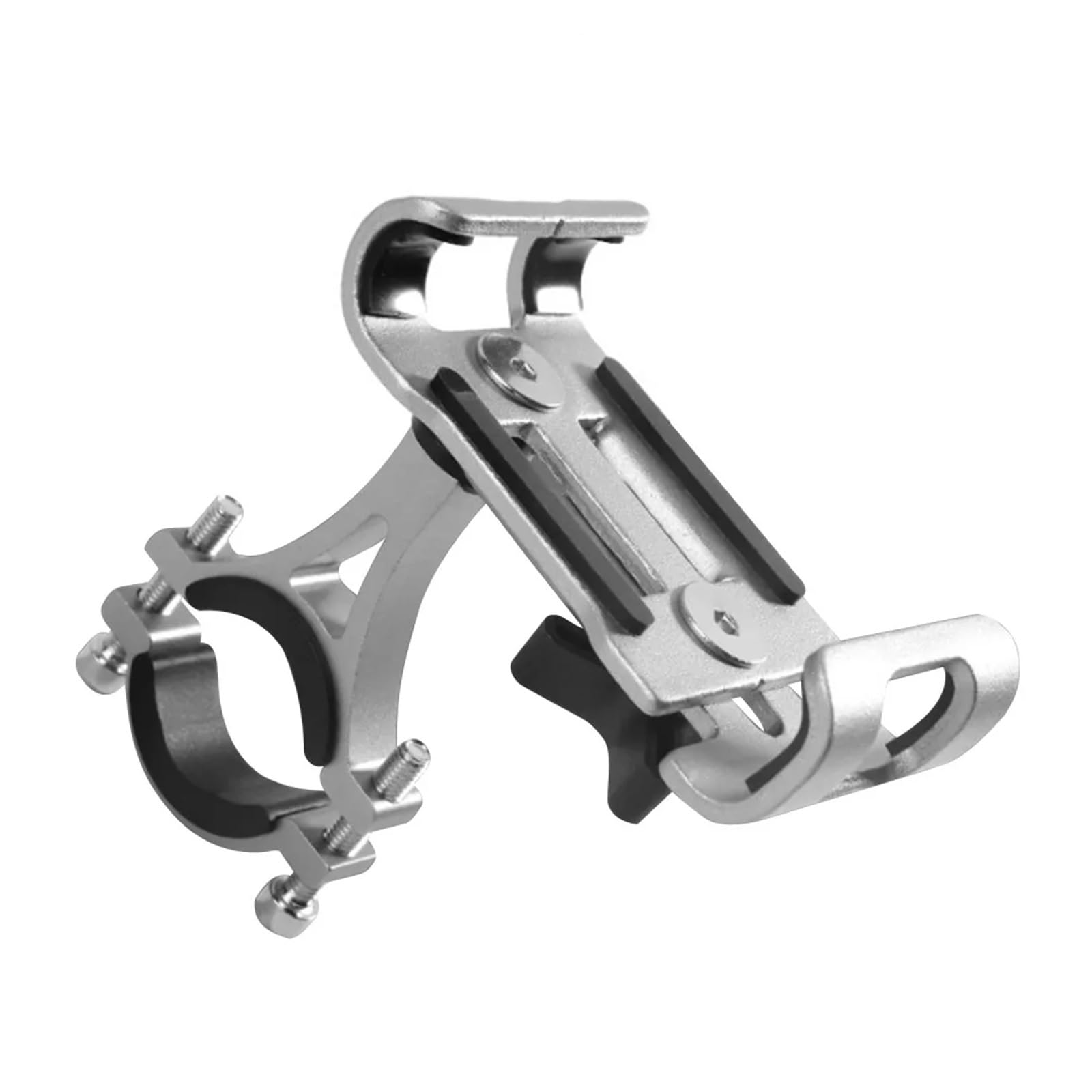 Handyhalterung Motorrad Metall Motorrad Telefon Halter Aluminium Legierung Anti-Slip Halterung GPS Clip Universal Telefon Ständer Für Telefone Handyhalter Fahrrad(Silver)