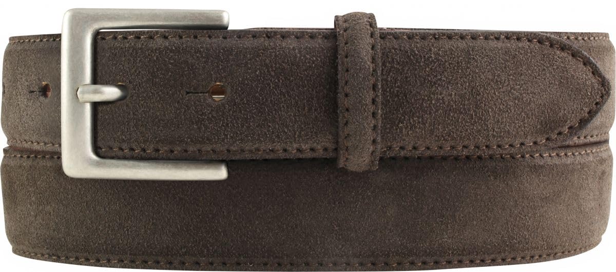 BELTINGER Gürtel aus Veloursleder 3,0 cm | Velour-Ledergürtel für Herren 30mm | Wildleder-Gürtel mit antik-silber Gürtelschließe | Dunkelbraun 95cm