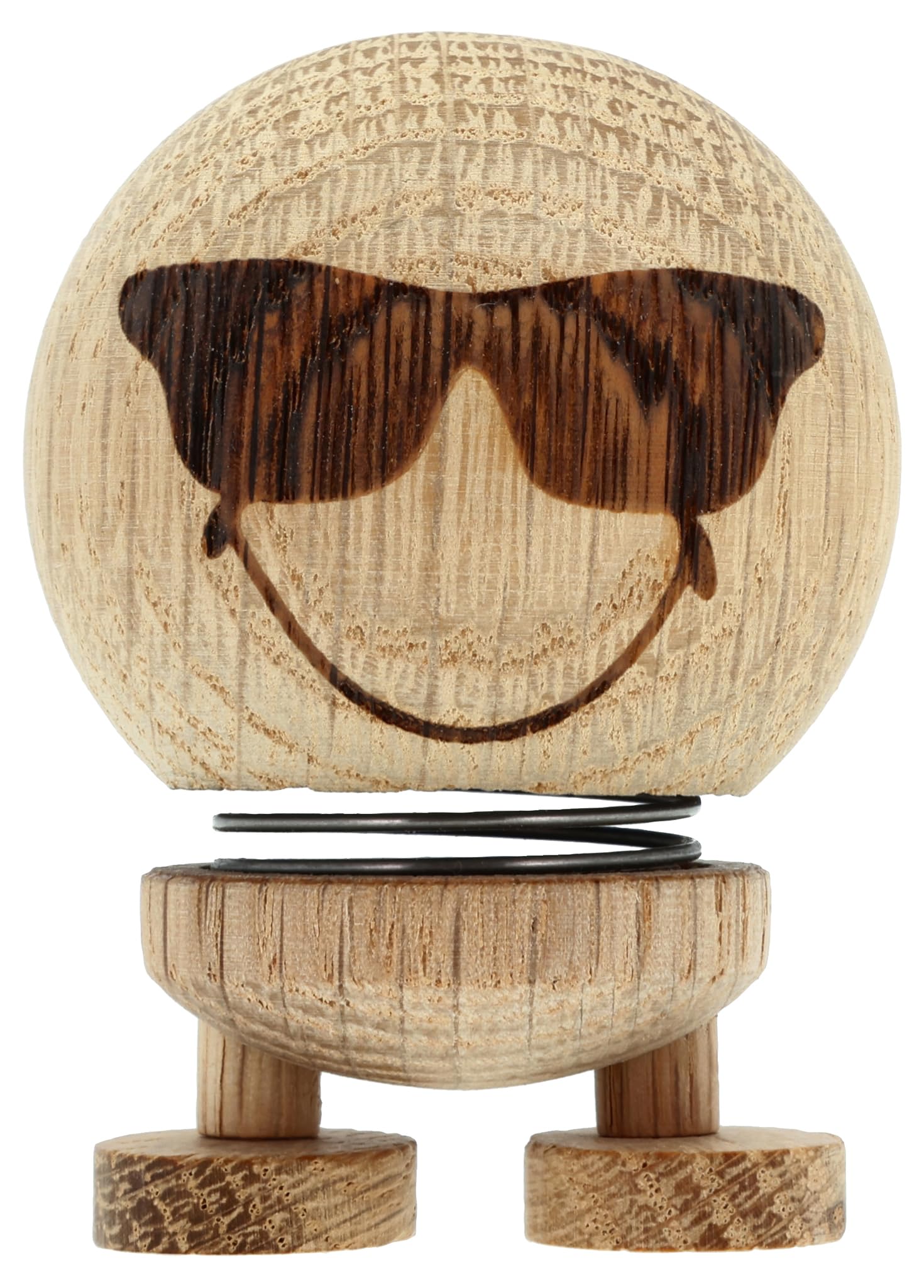 Hoptimist Smiley Cool Wackelfigur aus Holz, Deko Skandinavisch, Deko Wohnzimmer, Schreibtisch Deko, Büro Gadgets, Tolle Kleine Geschenke, 5 x 5 x 8 cm, Small, Raw Oak