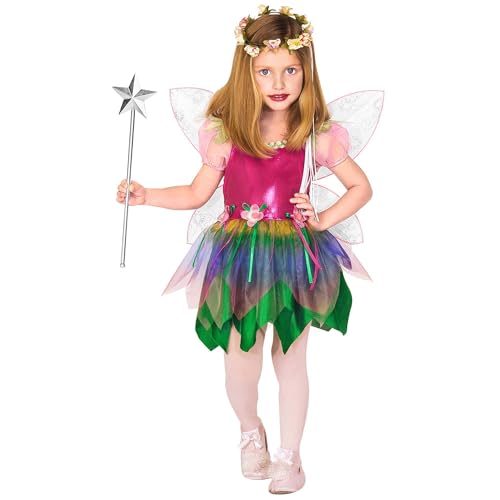 WIDMANN MILANO PARTY FASHION - Kinderkostüm kleine Regenbogenfee, Kleid, Flügel, Schmetterling, Elfe, Karneval