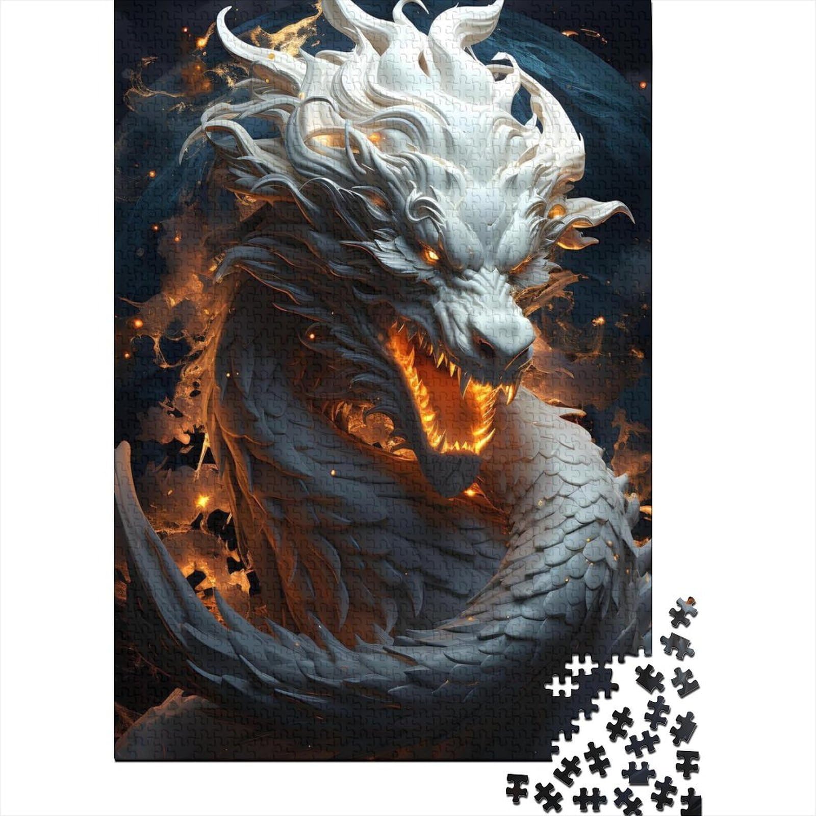 Mythische Feuerdrachen-Puzzles für Erwachsene Teenager, 1000 Puzzles für Erwachsene, 1000 Teile, ganze Familie und die (Größe: 75x50cm)